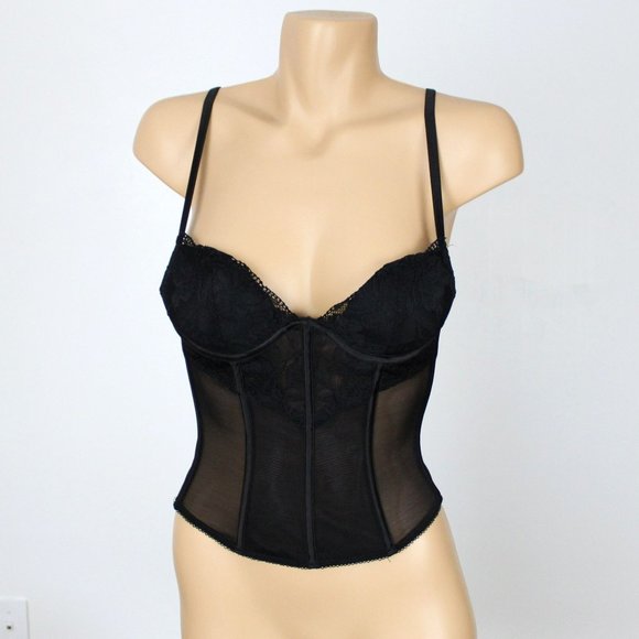 La Senza Bustier Small Black Padded Boned Padded Push-Up Underwire Bra B47 - Picture 14 of 14